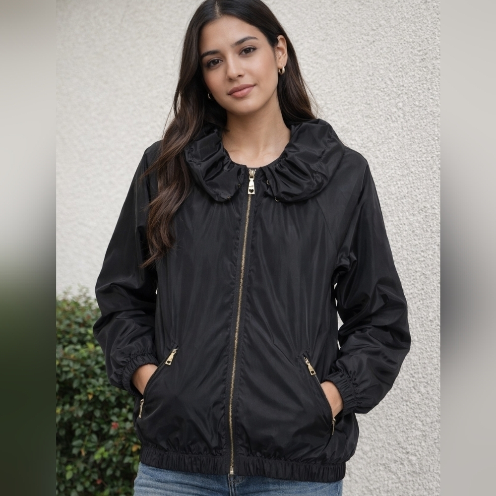 Love Moschino Black Jacket nylon full zip jacket slim. Size 4 Balck